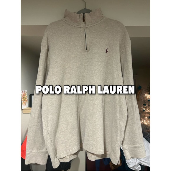 Polo Ralph Lauren Men’s XL Formal Sweater Half-Zip Tan/Cream Top - Picture 2 of 12